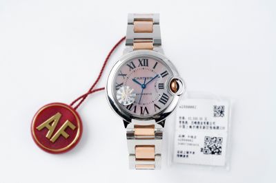 AF Factory Ballon Bleu de Cartier 33MM Pink Dial Two-tone Rose Gold Bracelet Women Watch